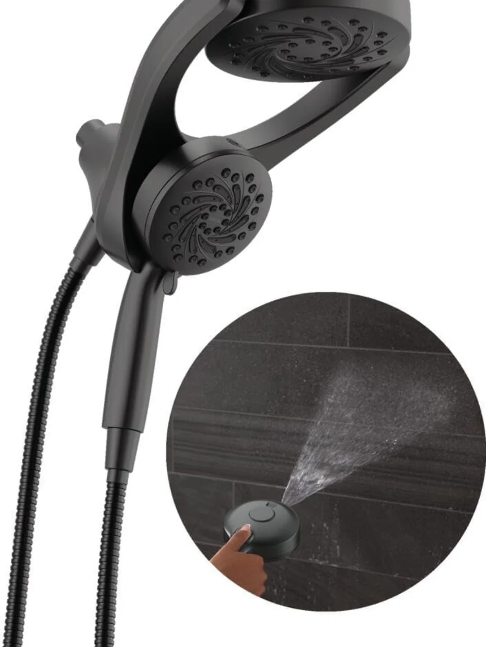 Delta Matte Black Dual-Head Shower System - 5 Spray Settings